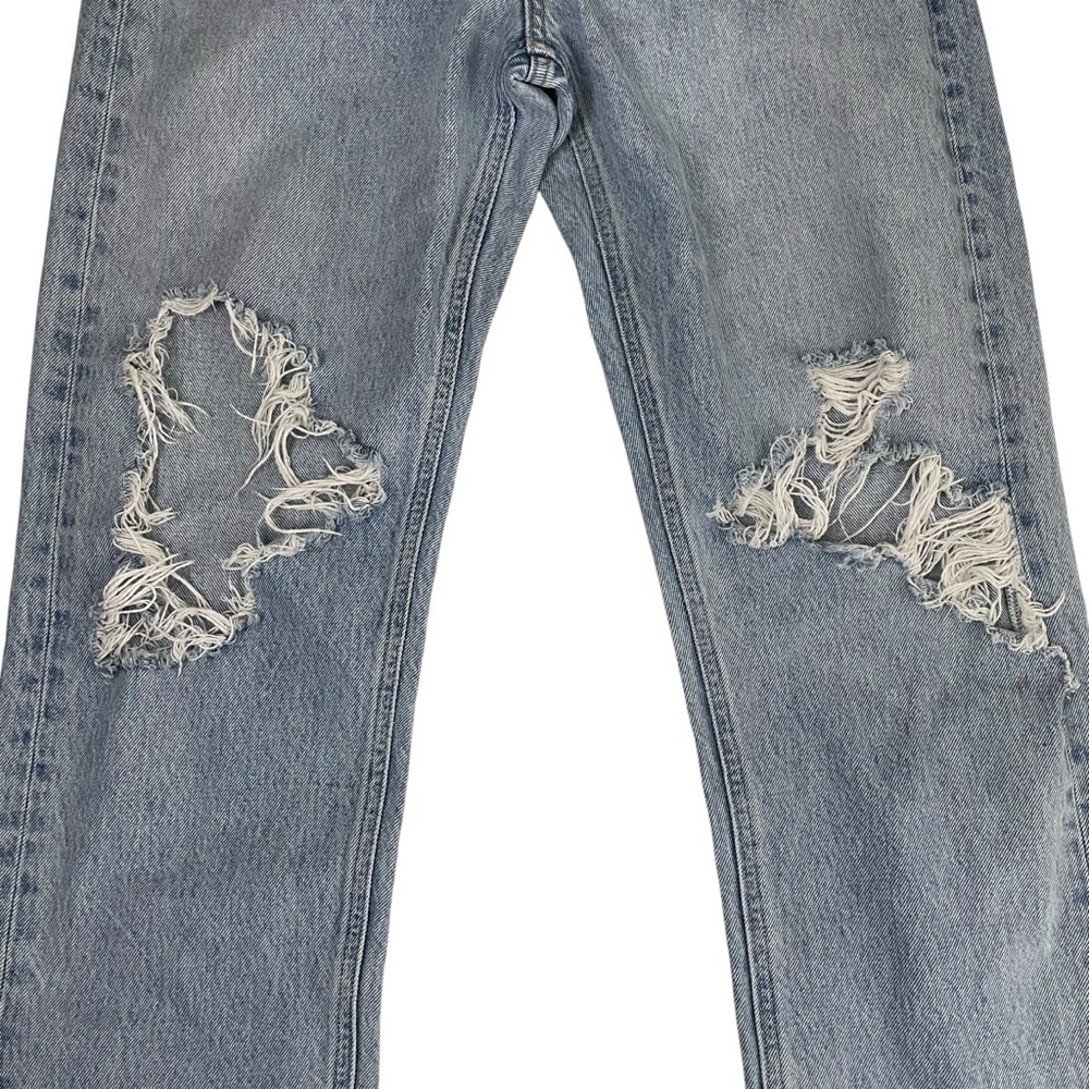 Agolde 90s Mid Rise Loose Fit Straight Distressed‎ Blown Out Knee Jeans Sz 25 - Picture 12 of 16